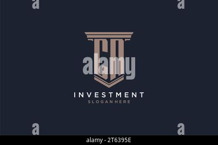CN initial logo with pillar style, luxury law firm logo design ideas inspiration Stock Vector