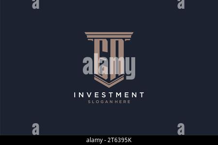 EN initial logo with pillar style, luxury law firm logo design ideas inspiration Stock Vector