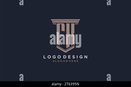 FK initial logo with pillar style, luxury law firm logo design ideas inspiration Stock Vector
