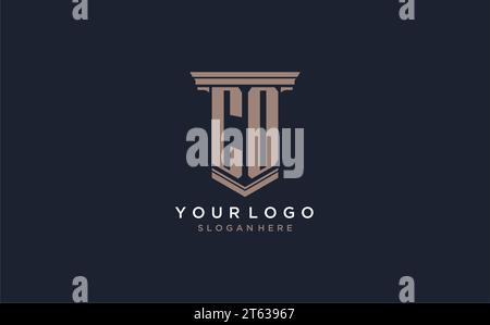 CO initial logo with pillar style, luxury law firm logo design ideas inspiration Stock Vector