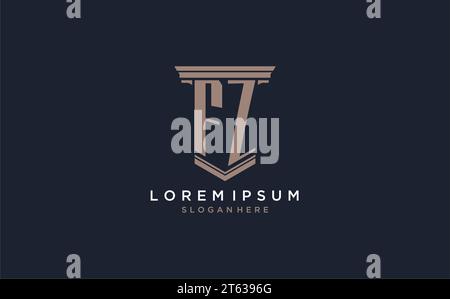 FZ initial logo with pillar style, luxury law firm logo design ideas inspiration Stock Vector