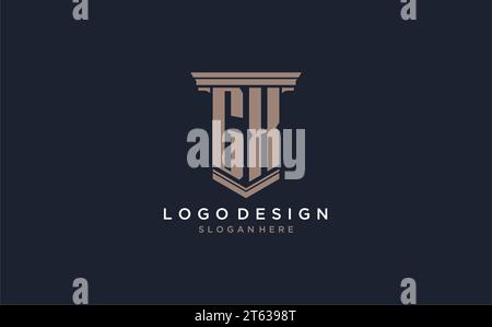 GX initial logo with pillar style, luxury law firm logo design ideas inspiration Stock Vector