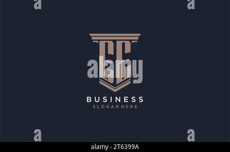EE initial logo with pillar style, luxury law firm logo design ideas inspiration Stock Vector