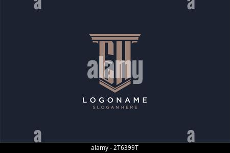 EH initial logo with pillar style, luxury law firm logo design ideas inspiration Stock Vector