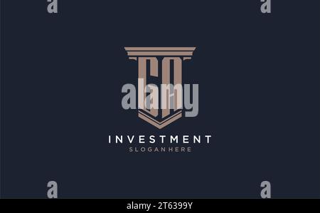 GA initial logo with pillar style, luxury law firm logo design ideas inspiration Stock Vector