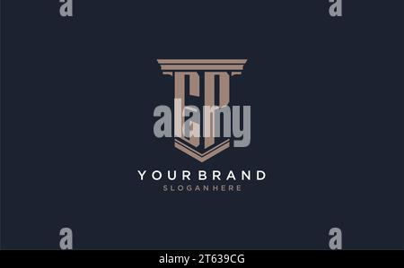 EP initial logo with pillar style, luxury law firm logo design ideas inspiration Stock Vector