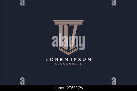 DZ initial logo with pillar style, luxury law firm logo design ideas inspiration Stock Vector