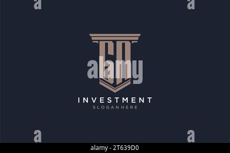 GN initial logo with pillar style, luxury law firm logo design ideas inspiration Stock Vector