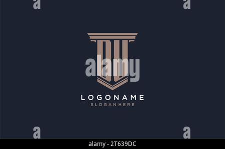 DU initial logo with pillar style, luxury law firm logo design ideas inspiration Stock Vector