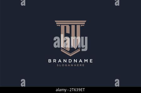 GV initial logo with pillar style, luxury law firm logo design ideas inspiration Stock Vector