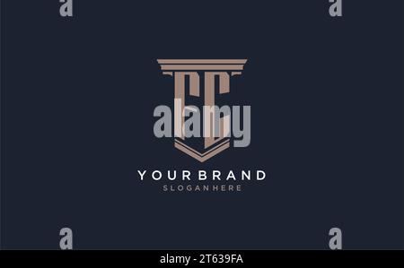 FC initial logo with pillar style, luxury law firm logo design ideas inspiration Stock Vector