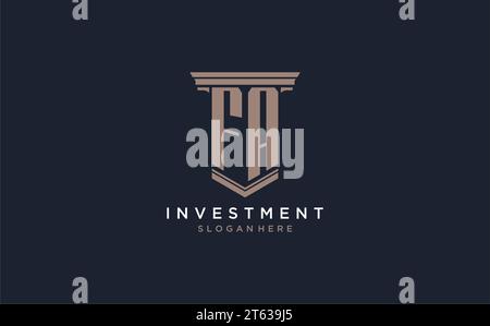 FA initial logo with pillar style, luxury law firm logo design ideas inspiration Stock Vector