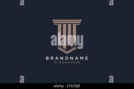 HV initial logo with pillar style, luxury law firm logo design ideas inspiration Stock Vector