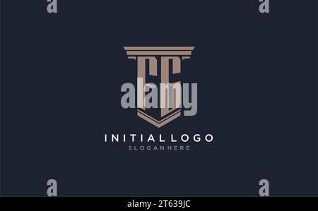FG initial logo with pillar style, luxury law firm logo design ideas inspiration Stock Vector