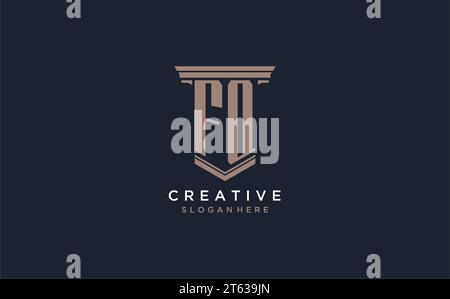 FQ initial logo with pillar style, luxury law firm logo design ideas inspiration Stock Vector