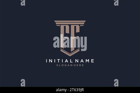 FF initial logo with pillar style, luxury law firm logo design ideas inspiration Stock Vector