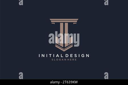 JL initial logo with pillar style, luxury law firm logo design ideas inspiration Stock Vector