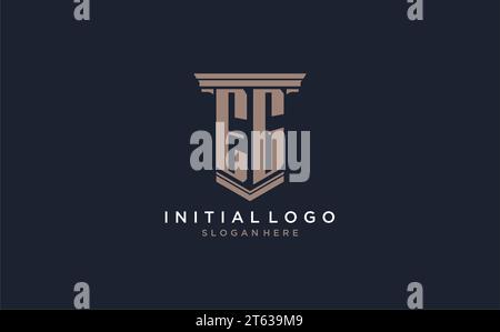 EG initial logo with pillar style, luxury law firm logo design ideas inspiration Stock Vector