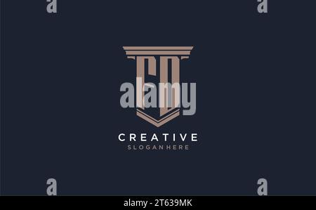 FD initial logo with pillar style, luxury law firm logo design ideas inspiration Stock Vector