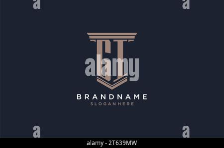 GI initial logo with pillar style, luxury law firm logo design ideas inspiration Stock Vector