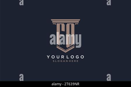 FO initial logo with pillar style, luxury law firm logo design ideas inspiration Stock Vector