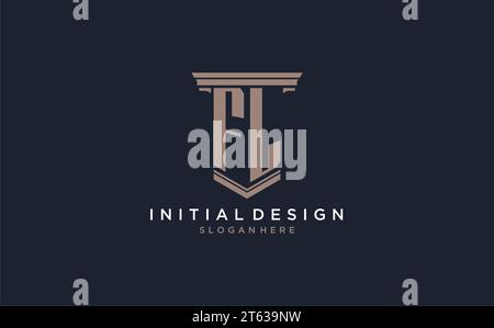 FL initial logo with pillar style, luxury law firm logo design ideas inspiration Stock Vector