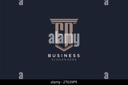 FR initial logo with pillar style, luxury law firm logo design ideas inspiration Stock Vector