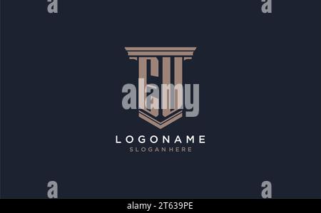 EU initial logo with pillar style, luxury law firm logo design ideas inspiration Stock Vector