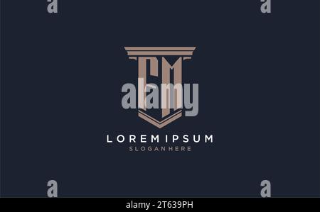 FM initial logo with pillar style, luxury law firm logo design ideas inspiration Stock Vector