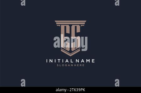 ES initial logo with pillar style, luxury law firm logo design ideas inspiration Stock Vector