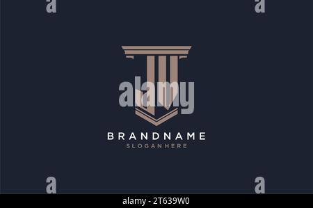 JV initial logo with pillar style, luxury law firm logo design ideas inspiration Stock Vector