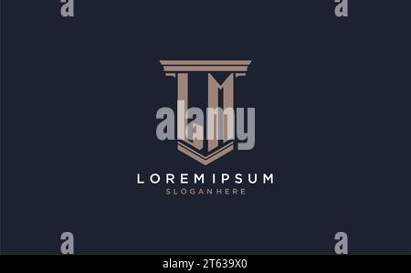 LM initial logo with pillar style, luxury law firm logo design ideas inspiration Stock Vector
