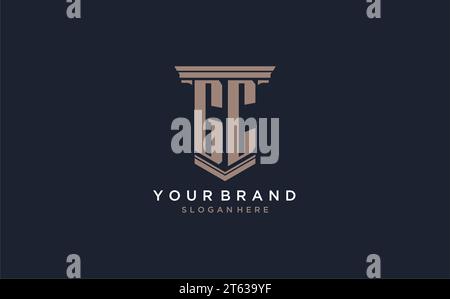 GC initial logo with pillar style, luxury law firm logo design ideas inspiration Stock Vector
