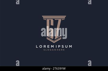 GZ initial logo with pillar style, luxury law firm logo design ideas inspiration Stock Vector