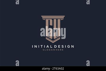 GY initial logo with pillar style, luxury law firm logo design ideas inspiration Stock Vector