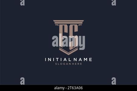 FS initial logo with pillar style, luxury law firm logo design ideas inspiration Stock Vector