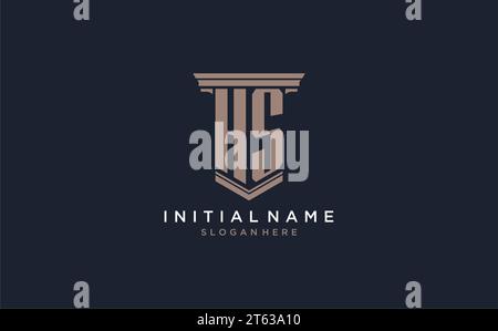 HS initial logo with pillar style, luxury law firm logo design ideas inspiration Stock Vector