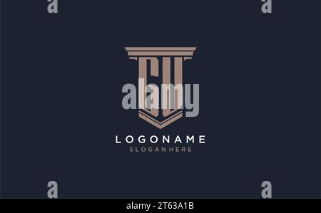 GU initial logo with pillar style, luxury law firm logo design ideas inspiration Stock Vector
