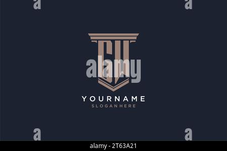 GW initial logo with pillar style, luxury law firm logo design ideas inspiration Stock Vector
