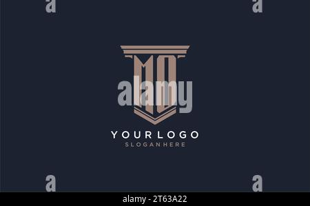 MO initial logo with pillar style, luxury law firm logo design ideas inspiration Stock Vector