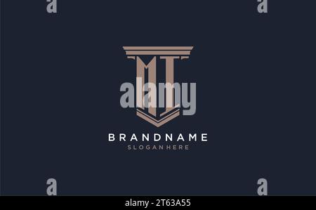 MI initial logo with pillar style, luxury law firm logo design ideas inspiration Stock Vector