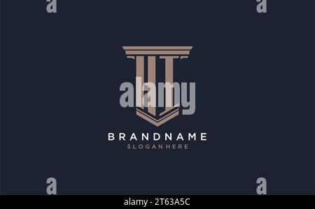 HI initial logo with pillar style, luxury law firm logo design ideas inspiration Stock Vector