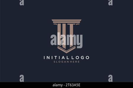 HT initial logo with pillar style, luxury law firm logo design ideas inspiration Stock Vector