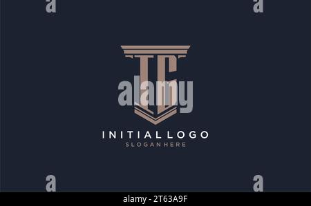 IG initial logo with pillar style, luxury law firm logo design ideas inspiration Stock Vector