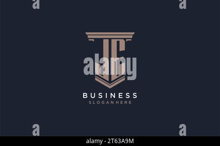 JE initial logo with pillar style, luxury law firm logo design ideas inspiration Stock Vector