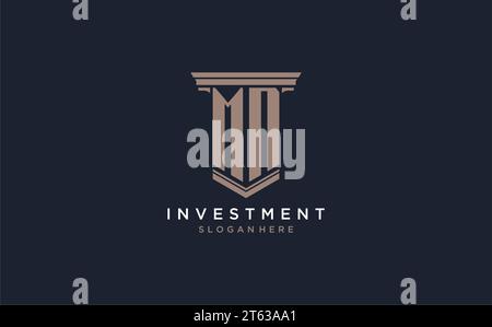MN initial logo with pillar style, luxury law firm logo design ideas inspiration Stock Vector