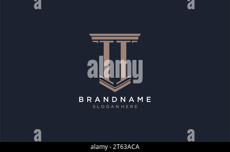 II initial logo with pillar style, luxury law firm logo design ideas inspiration Stock Vector