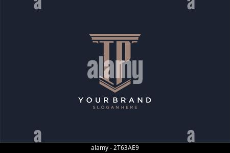 IP initial logo with pillar style, luxury law firm logo design ideas inspiration Stock Vector