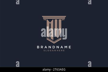 MV initial logo with pillar style, luxury law firm logo design ideas inspiration Stock Vector
