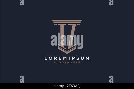 IZ initial logo with pillar style, luxury law firm logo design ideas inspiration Stock Vector